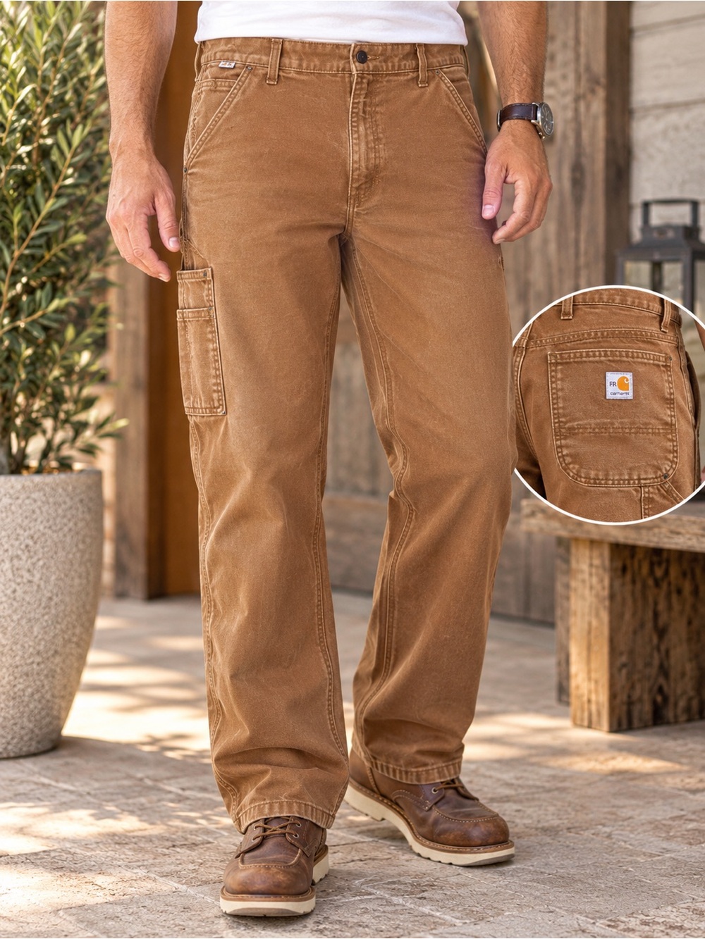Carhartt FR Flame Resistant Canvas Work Pants Brown 36x34 Carpenter #903